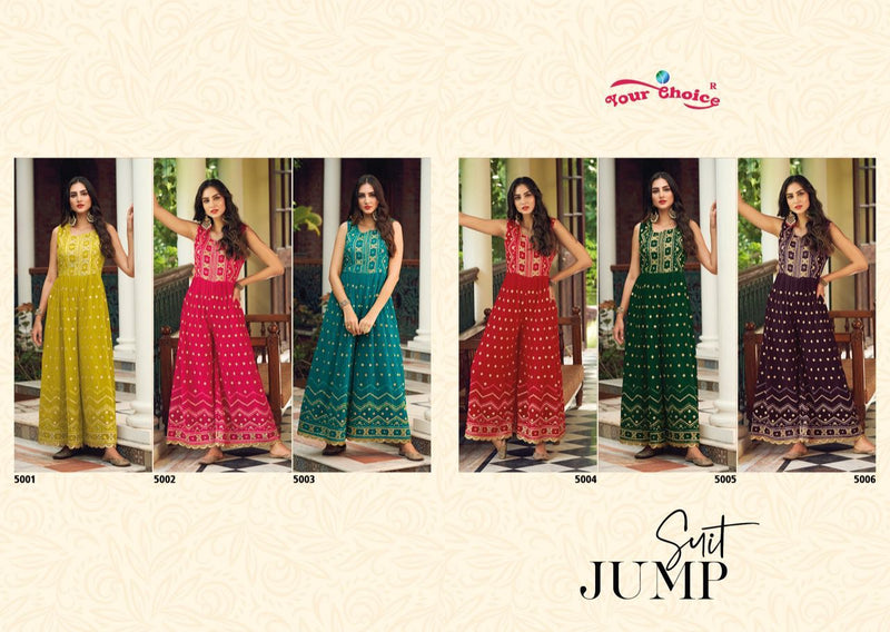Your Choice Jump Suit Georgette With Embroidery Work Stylish Designer Party Wear Long Kurti