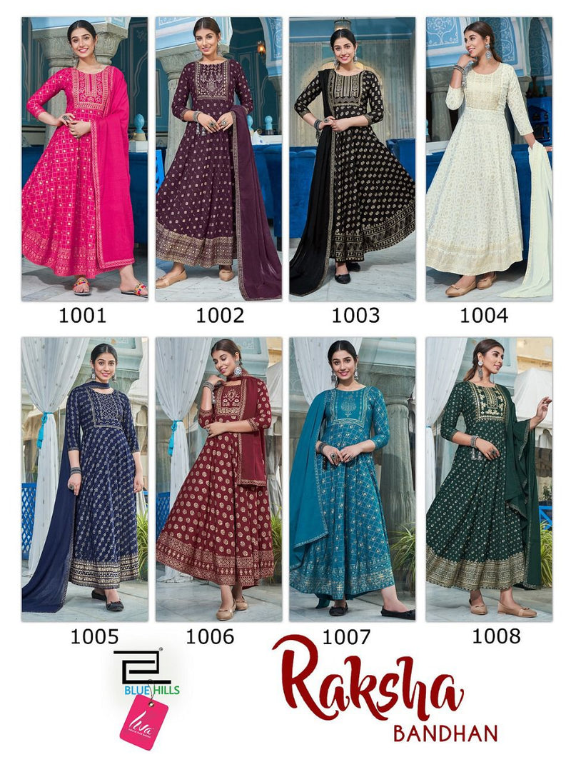 Blue Hills Raksha Bandhan Rayon Stylish Designer Festive Wear Fancy Look Long Gown