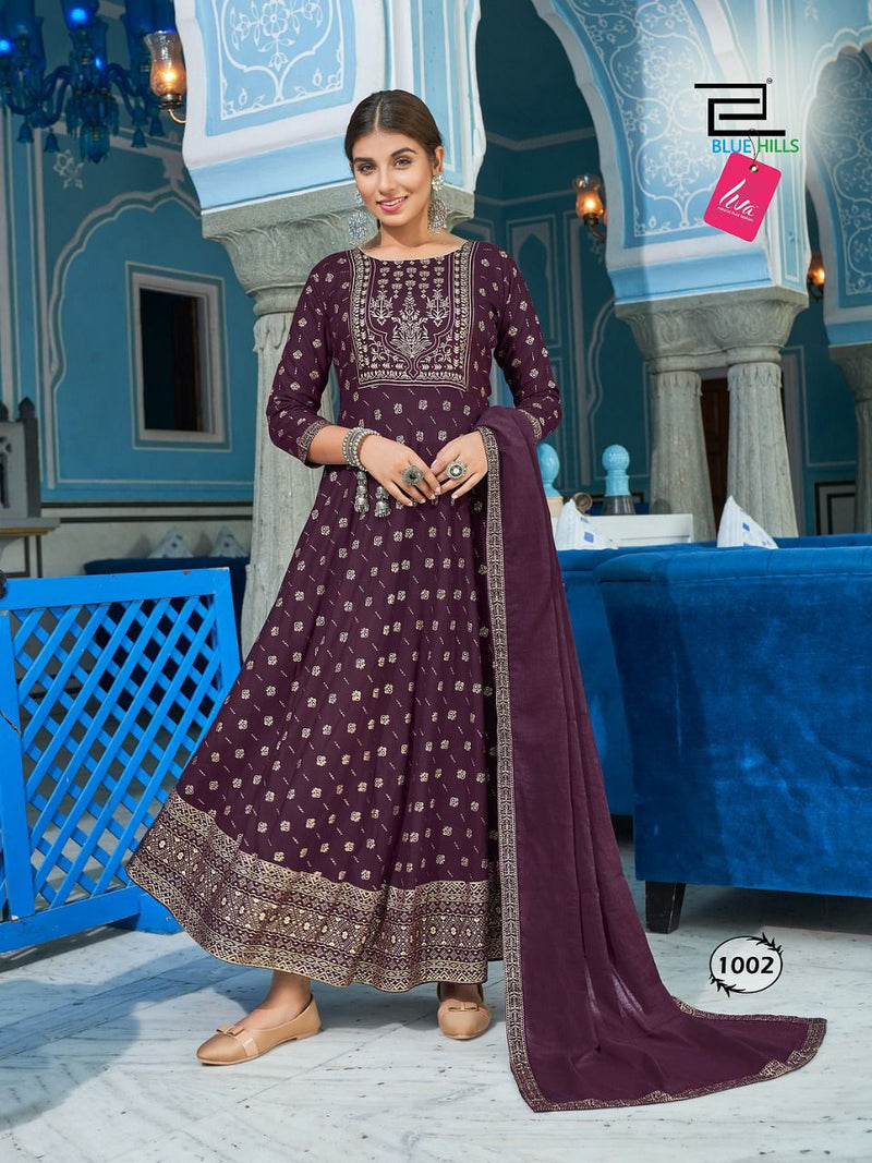 Blue Hills Raksha Bandhan Rayon Stylish Designer Festive Wear Fancy Look Long Gown