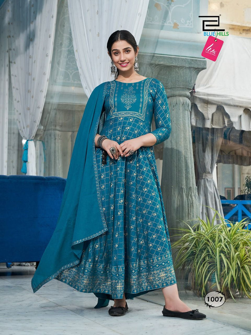 Blue Hills Raksha Bandhan Rayon Stylish Designer Festive Wear Fancy Look Long Gown