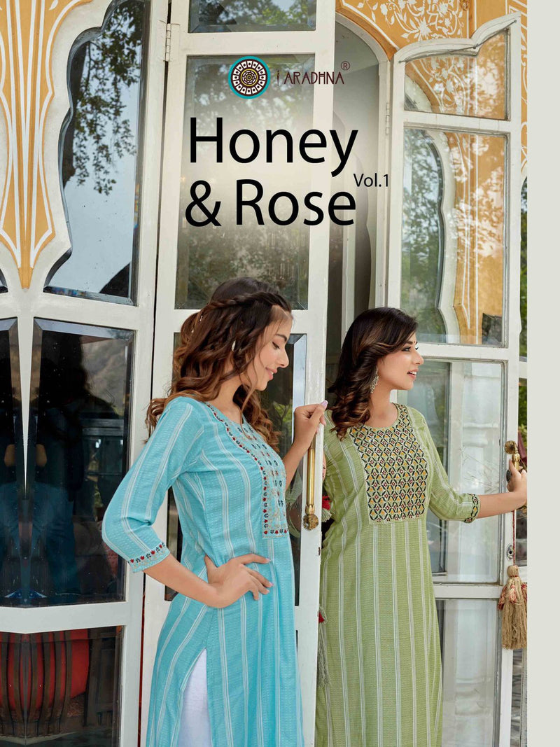 Aradhna Honey & Rose Viscose With Heavy Embroidery Work Stylish Designer Casual Look Kurti