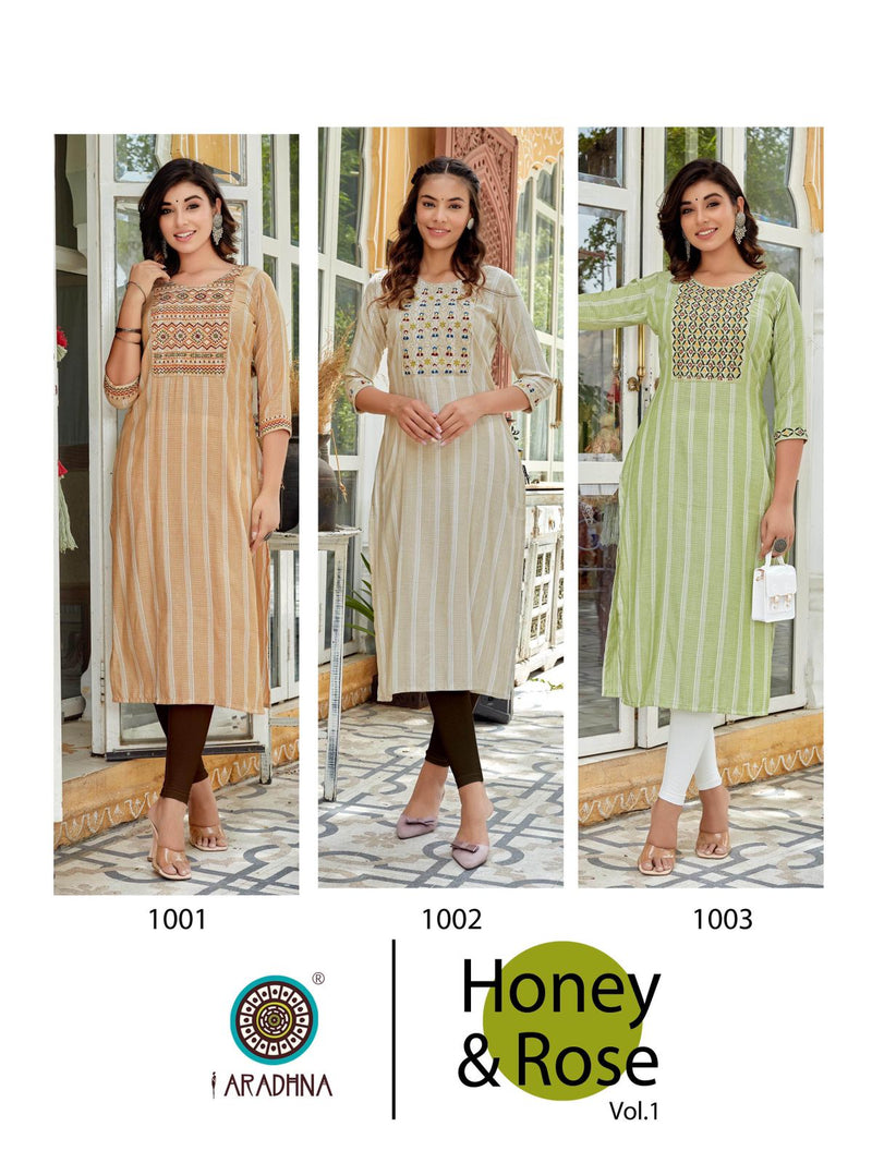 Aradhna Honey & Rose Viscose With Heavy Embroidery Work Stylish Designer Casual Look Kurti
