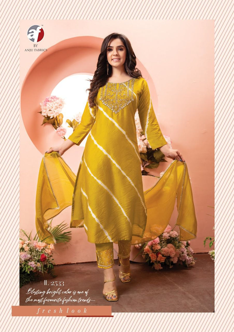 Anju Fabrics Inlook Chanderi Silk With Heavy Pant Stylish Designer Party Wear Fancy Kurti