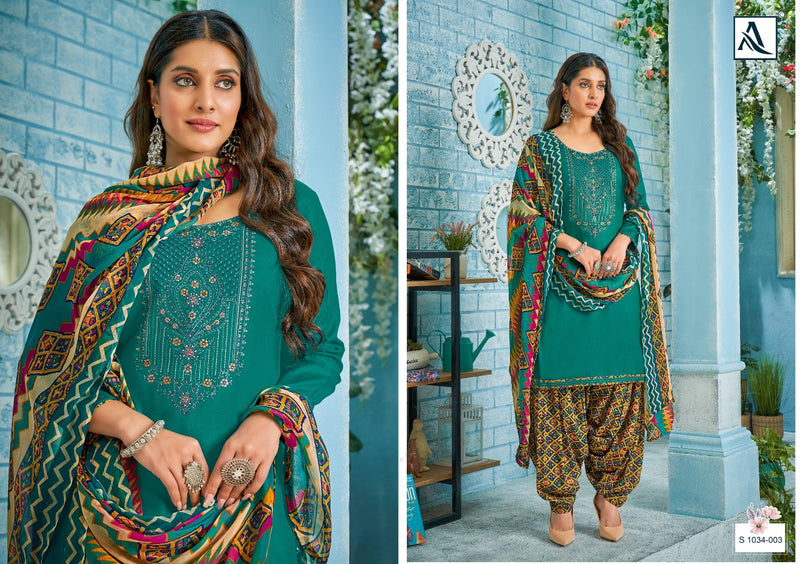 Alok Suit Nusrat Jam Cotton Stylish Designer With Heavy Embroidery Work Party Wear Salwar Suit