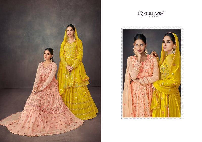 Gulkayra Bahar Real Georgette With Full Heavy Embroidery Work Stylish Designer Wedding Wear Long Sharara