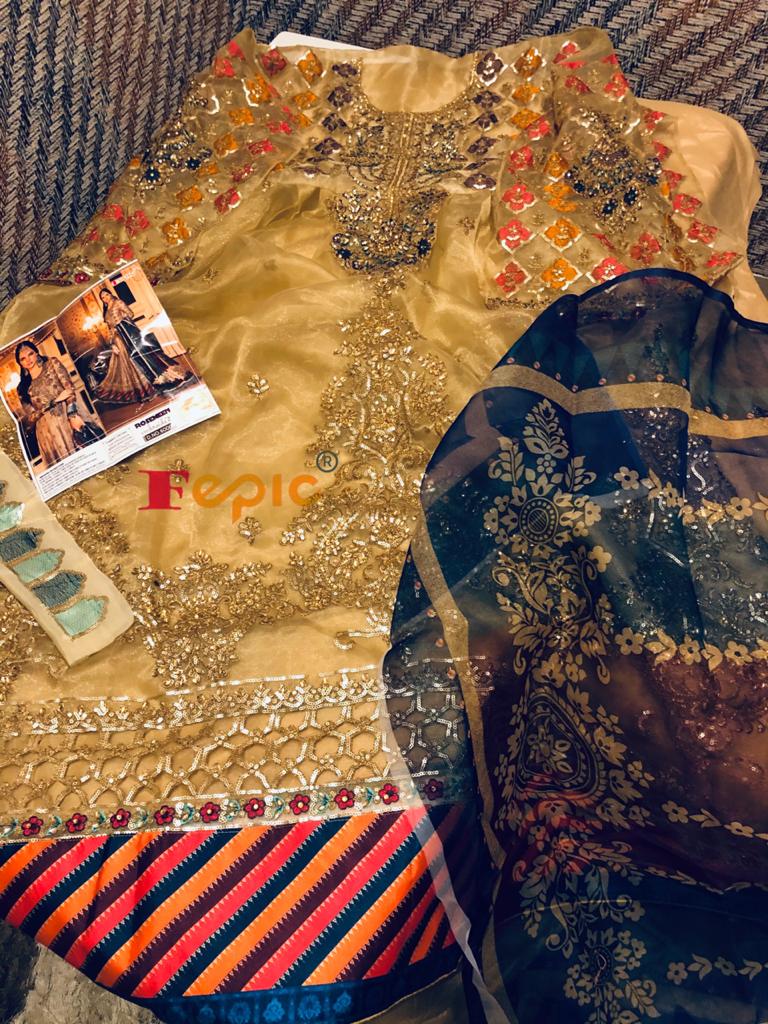 Fepic Rosemeen Embroide 21 60005-60008 Net Organza  Partywear Single Suit