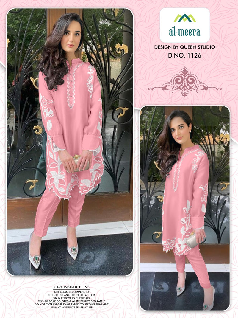 Al Meera D No 1126 Muslin Pink Luxury Collection  Exclusive Zardori And Aari Work Fancy Salwar Suits