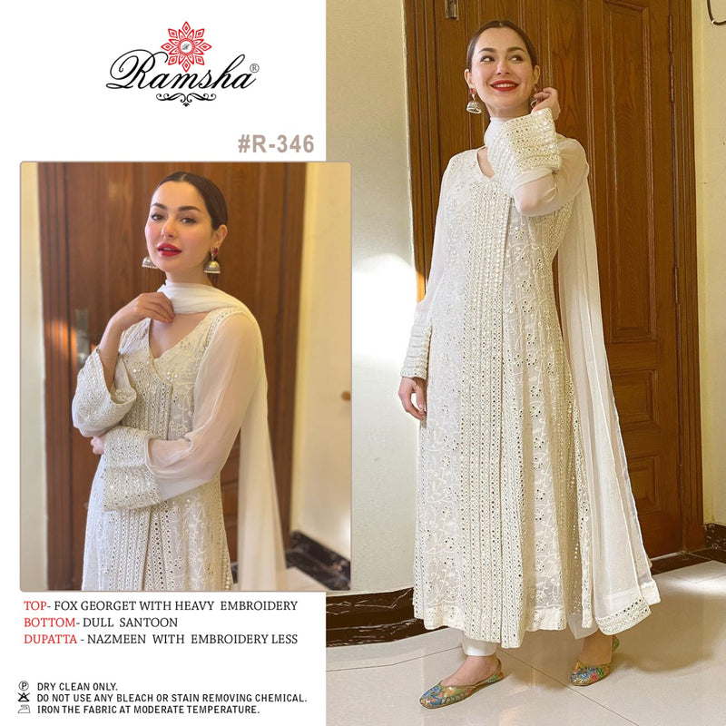 Ramsha Suit R 346 Heavy Georgette Embroidery Work Pakistani Salwar Kameez