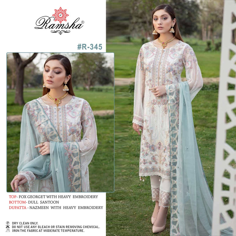 Ramsha Suit R 345 Georgette Heavy Embroidery Work Pakistani Salwar Kameez