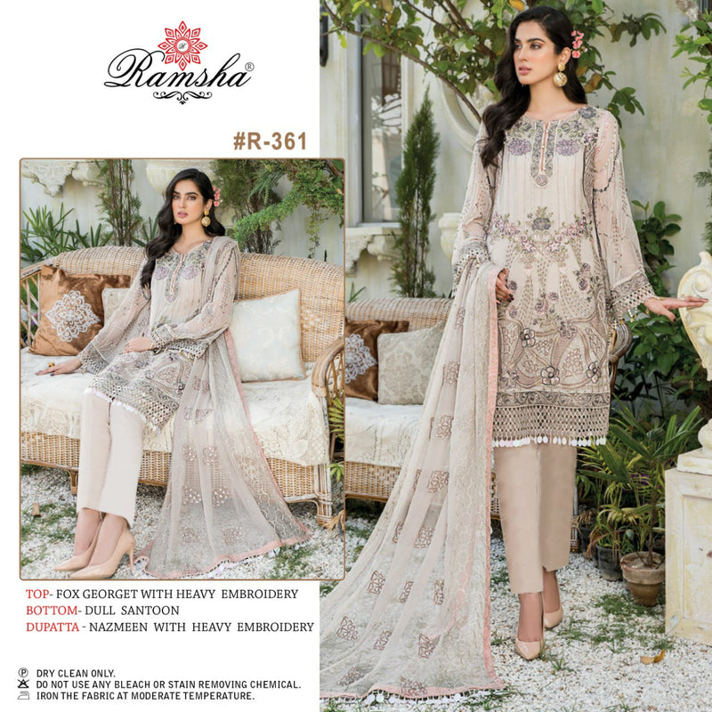 Ramsha Suit R 361 Georgette Embroidery Work Pakistani Salwar Suit
