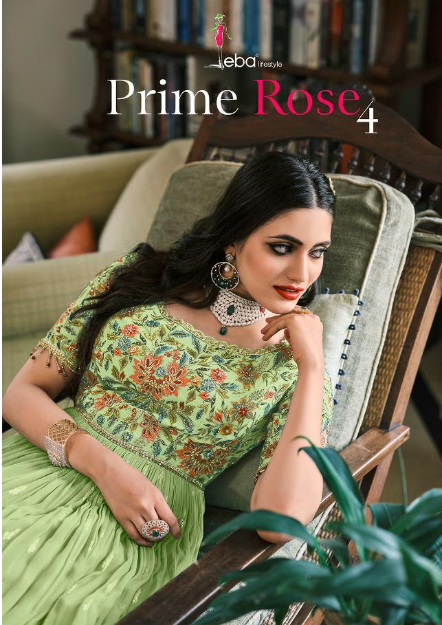 Eba Lifestyle Prime Rose Vol 4 Georgette Embroidered Wedding Wear Gown Style  Salwar Suits