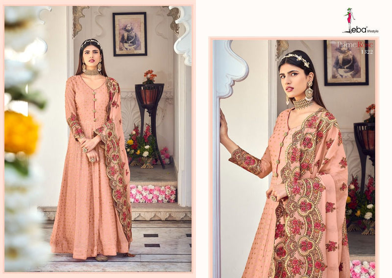 Eba Lifestyle Prime Rose 1322 Pure Georgette Heavy Embroidery Work Stylish Designer Gown