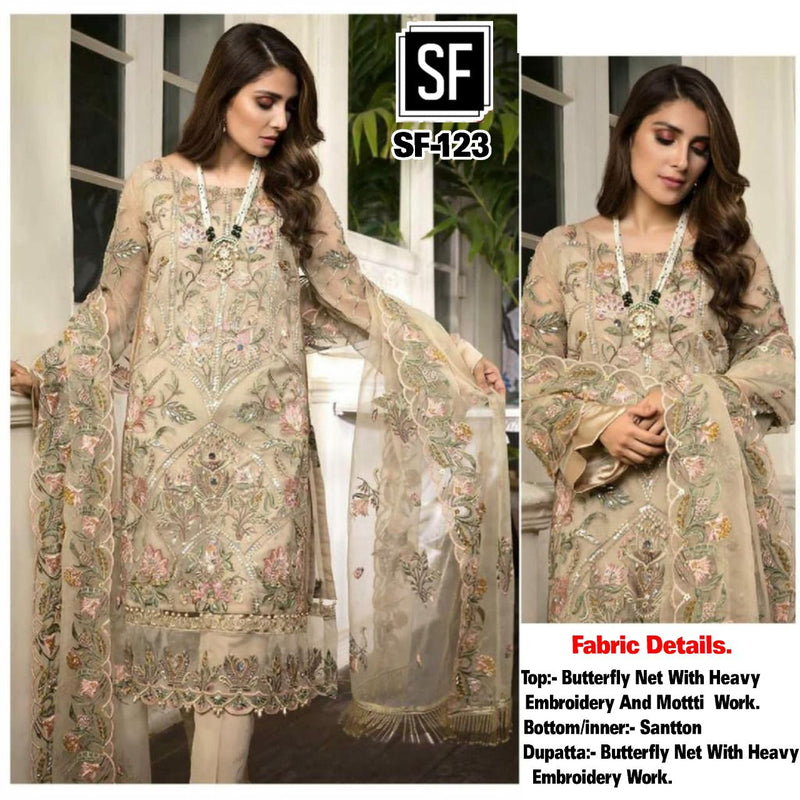 SF Dno 123 Butterfly Net With Heavy Embroidery Stylish Designer Wear Salwar Kameez