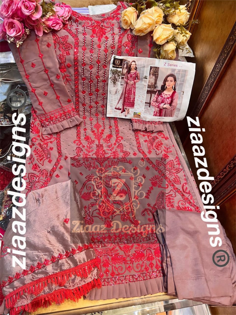Ziaaz Designs Z series Vol 4 Dno 7773 Georgette With Embroidery Stylish Designer Wear Salwar suit