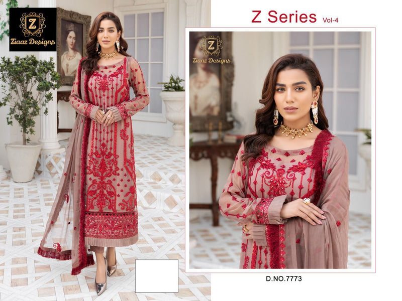 Ziaaz Designs Z series Vol 4 Dno 7773 Georgette With Embroidery Stylish Designer Wear Salwar suit