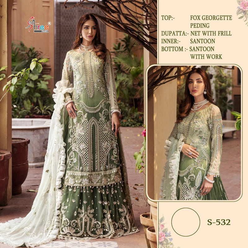Shree Fab Dno S 532 Fox Georgette Stylish Designer Wedding Wear Salwar Suit