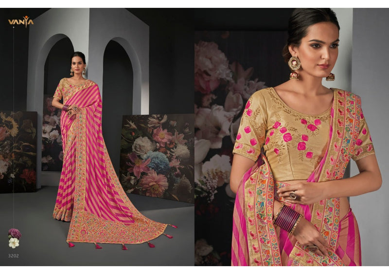 Vanya Dno 3202 Barfi Silk With Embroidery Work Stylish Designer Party Wear Saree