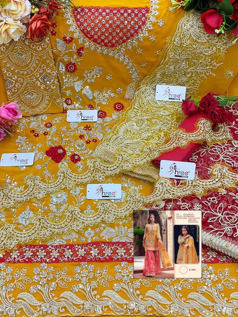 Shree Fab Dno 1504 Fox Georgette Stylish Designer Wedding wear Salwar Suit