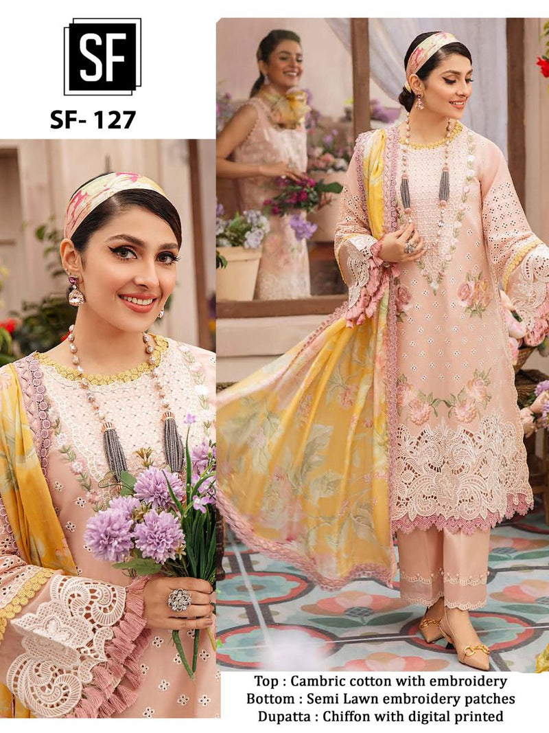 Sf Fashion Dno 127 Cambric Cotton Stylish Designer Party Wear Salwar Suit