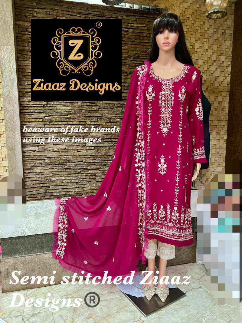 Ziaaz Designs Rani Pink Georgette Stylish Designer Party Wear Salwar Suit
