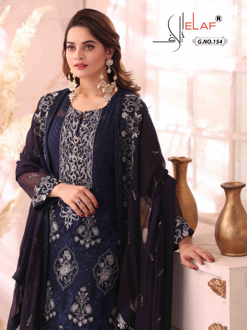 Elaf Dno 154 Fox Georgette With Heavy Embroidery Stylish Designer Party Wear Salwar Kameez