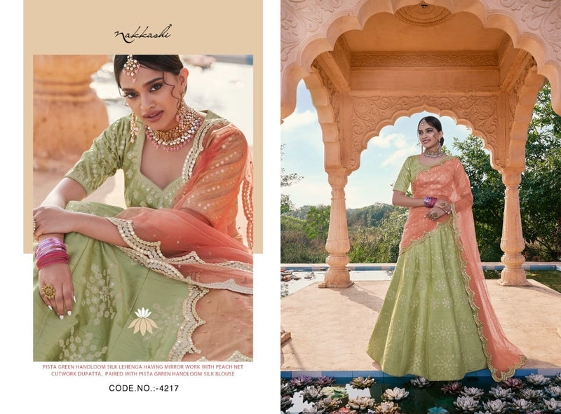 Nakkashi Dno 4217 silk with Net Mirror Work Stylish Designer Wedding Wear Lehenga Choli