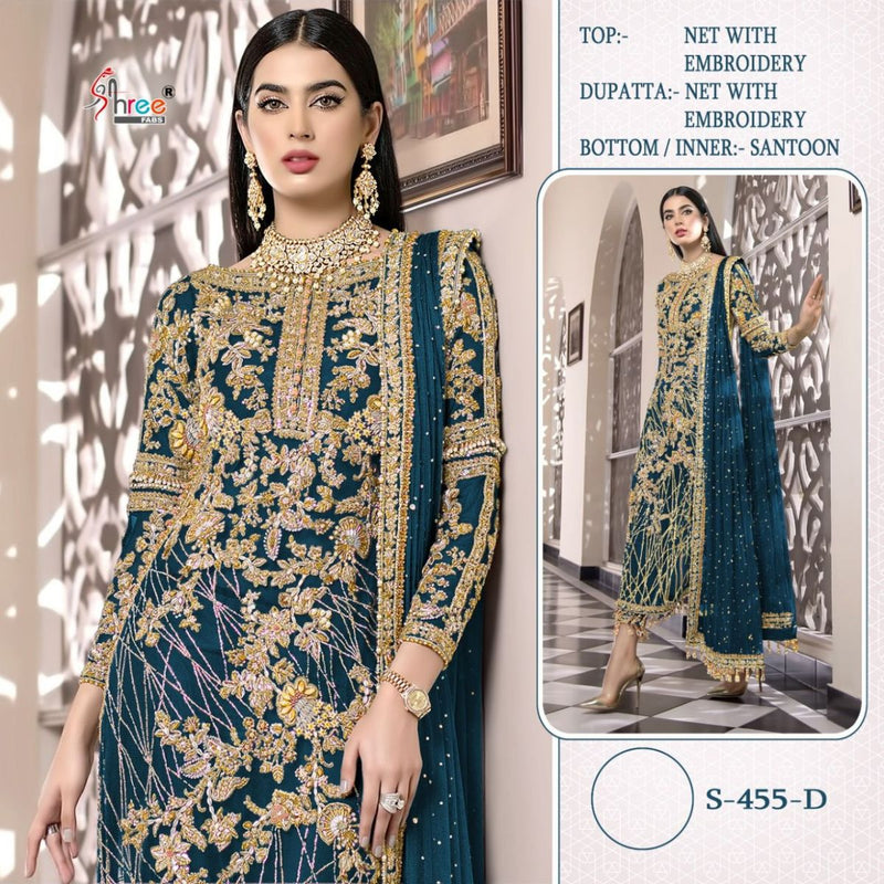 Shree Fab Dno S 455 D Soft Net With Embroidered Stylish Designer Party Wear Salwar Suit