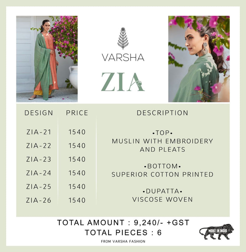 Varsha Zia Muslin Stylish Designer Casual Wear Salwar Kameez