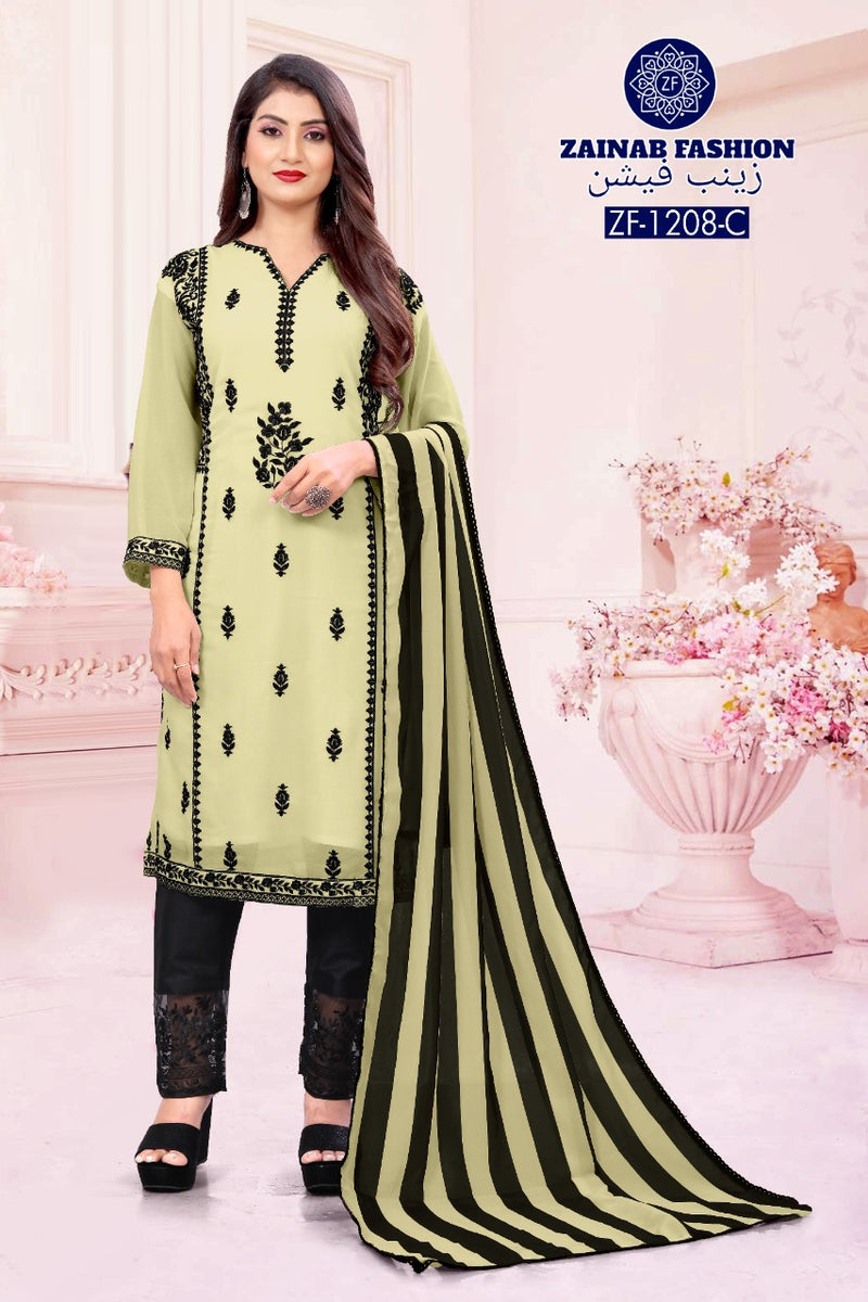 Zainab Fashion Dno 1208 C Fox Greorgette Stylish Designer Wear Pret Kurti