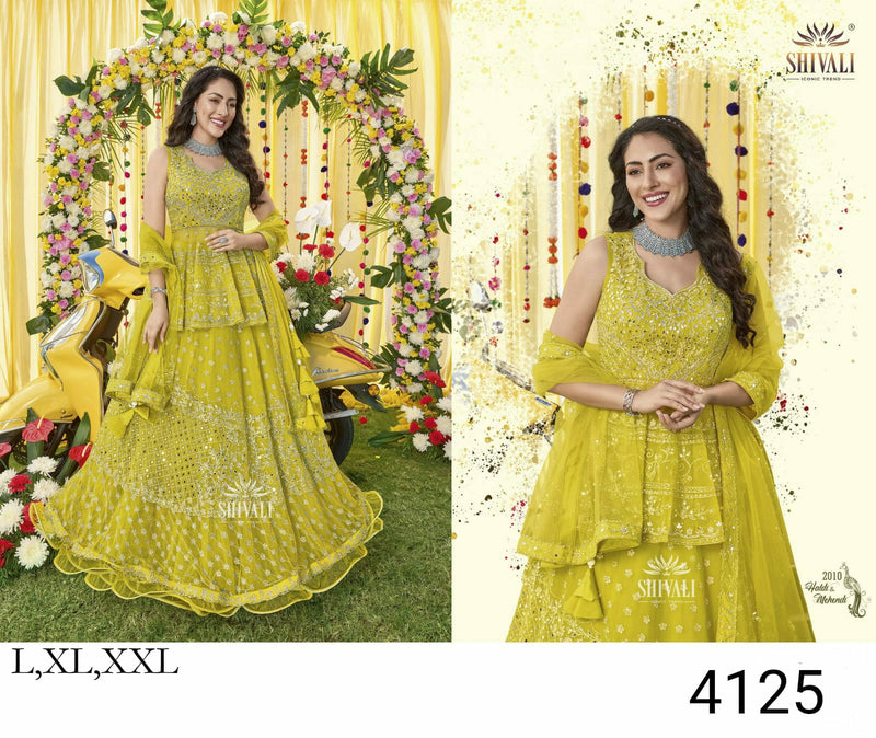 Shivali Dno 2010 Georgette Stylish Designer Long Graceful Look Heavy Work Wedding Wear Lehenga