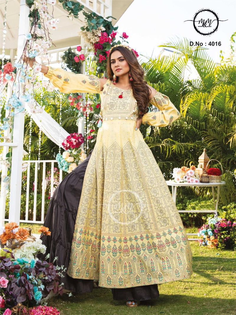 M&M Dno 4016 Rayon With Print Stylish Designer Long Graceful Look Kurti