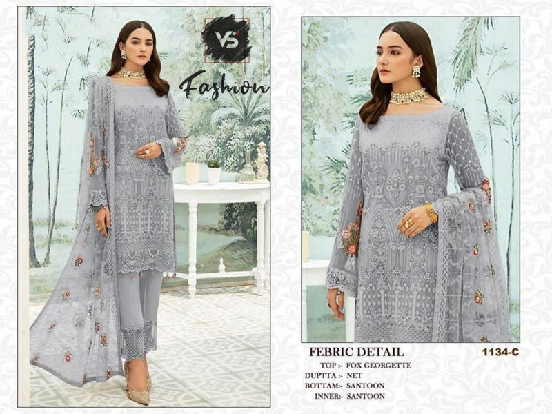 VS Fashion Dno 1134 C Fox Georgette Heavy Work Stylish Designer Party Wear Salwar Kameez