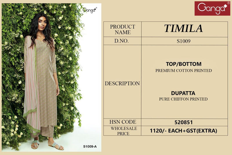 Ganga Timla S1009 Cotton Stylish Designer Printed Casual Wear Salwar Kameez