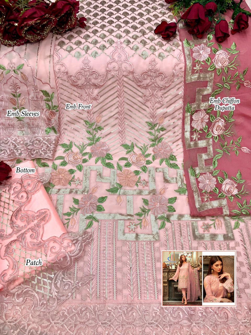Hazra Designer Dno 17 A Georgette Stylish Designer Heavy Embroidered Work Pakistani Style Salwar Suit