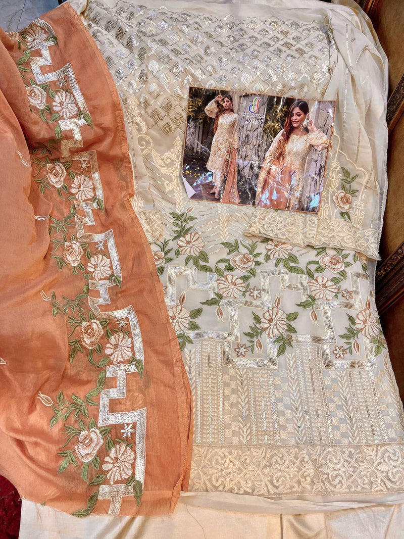 Hazra Designer Dno 17 C Georgette Stylish Designer Heavy Embroidered Work Pakistani Style Salwar Suit