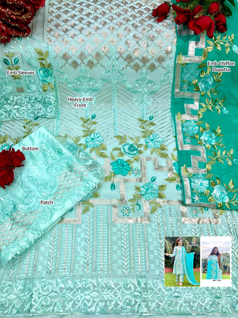 Hazra Designer Dno 17 B Georgette Stylish Designer Heavy Embroidered Work Pakistani Style Salwar Suit