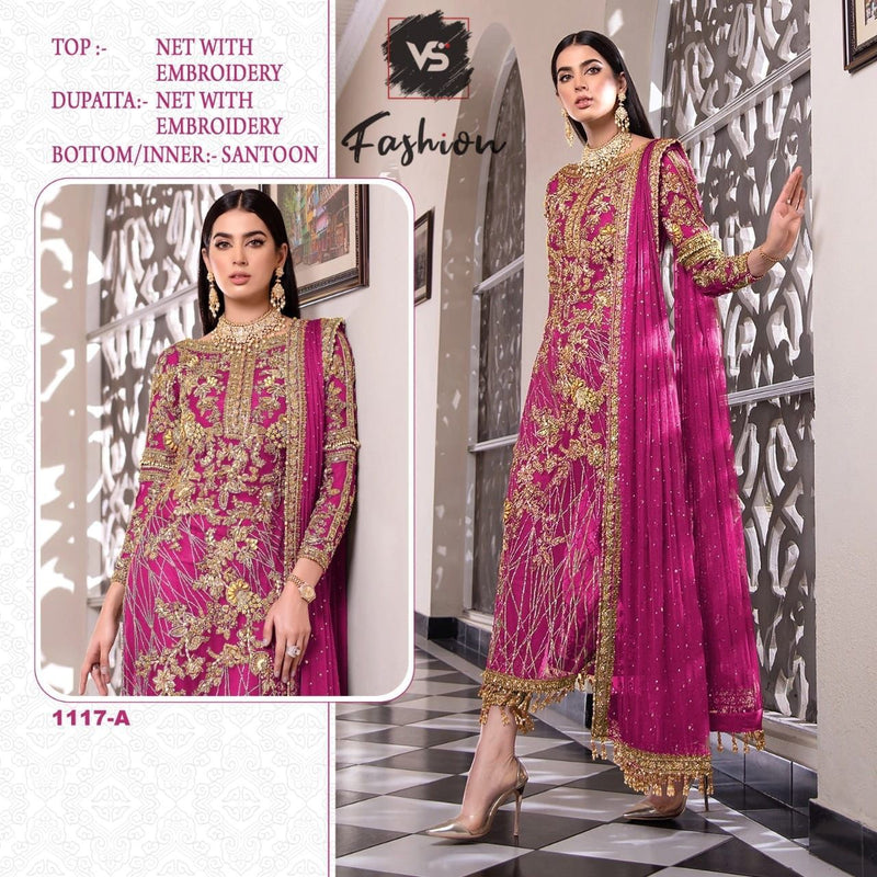 VS Fashion Dno 1117 A Net With Embroidered Stylish Designer Wedding Wear Pakistani Style Salwar Suit
