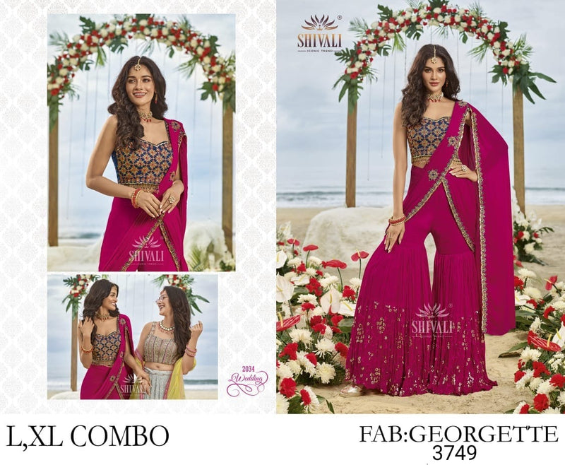 Shivali Dno  2034 Georgette With Heavy Work Stylish Designer Wedding Wear Sharara