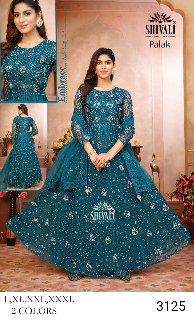 Shivali Palak Fancy With Heavy Embroidered Work Stylish Designer Party Wear Long Gown