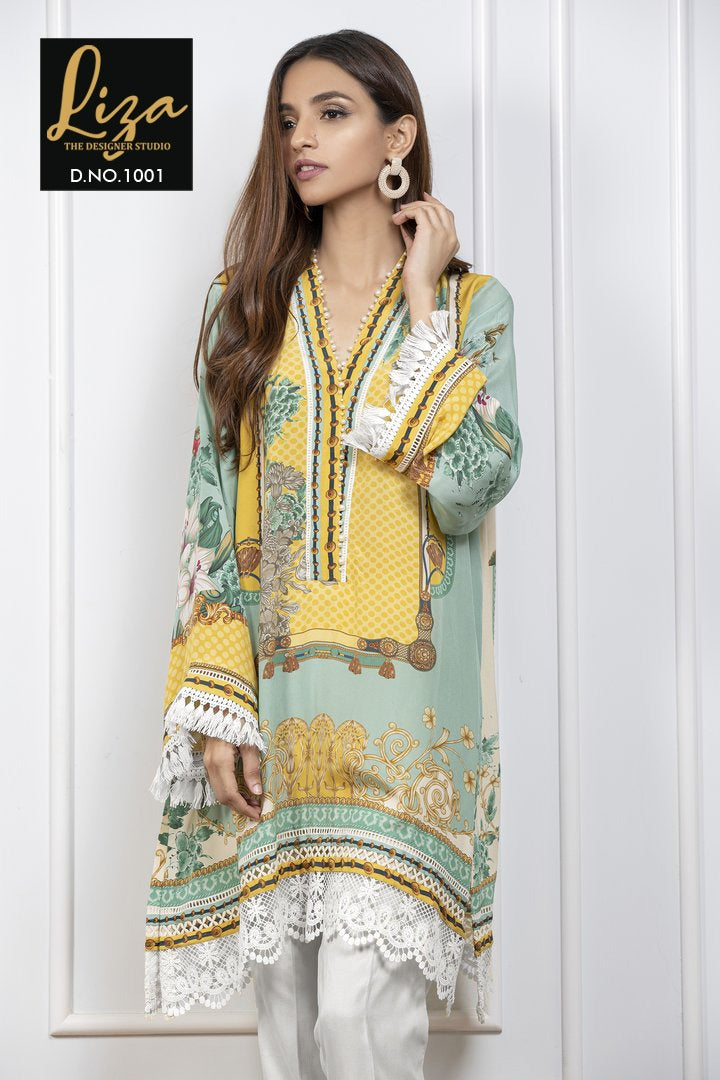 Liza Dno 1001 Maslin Stylish Designer Pakistani Style With Floral Print Kurti
