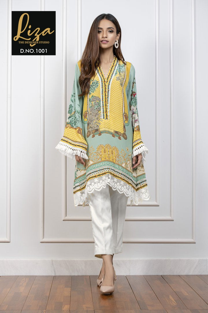 Liza Dno 1001 Maslin Stylish Designer Pakistani Style With Floral Print Kurti