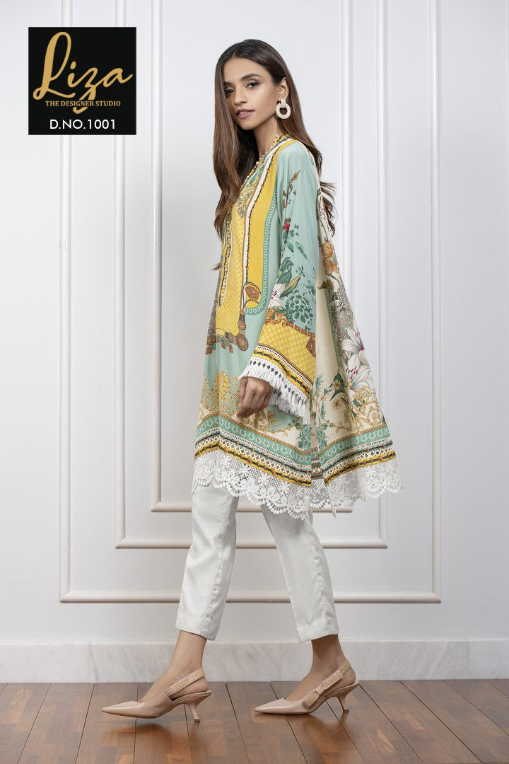 Liza Dno 1001 Maslin Stylish Designer Pakistani Style With Floral Print Kurti
