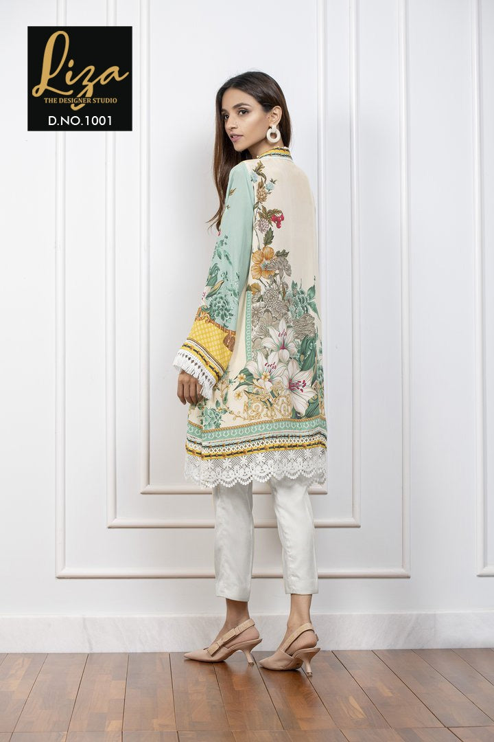 Liza Dno 1001 Maslin Stylish Designer Pakistani Style With Floral Print Kurti