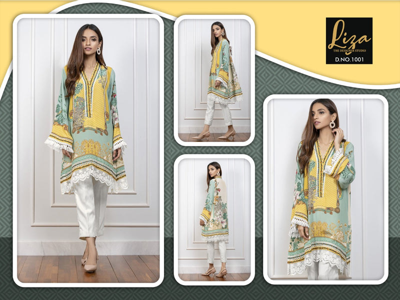 Liza Dno 1001 Maslin Stylish Designer Pakistani Style With Floral Print Kurti