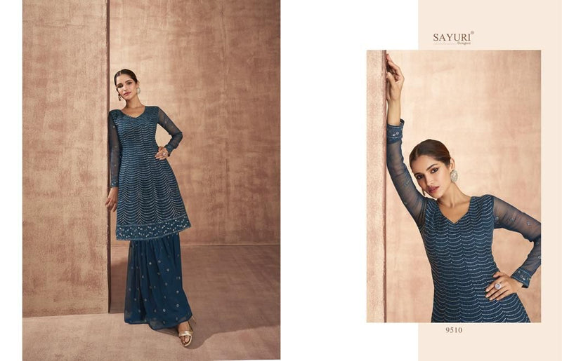 Sayuri Dno 9508 To 9512 Georgette with Heavy Embroidery Stylish Designer Indo Western Look Kurti