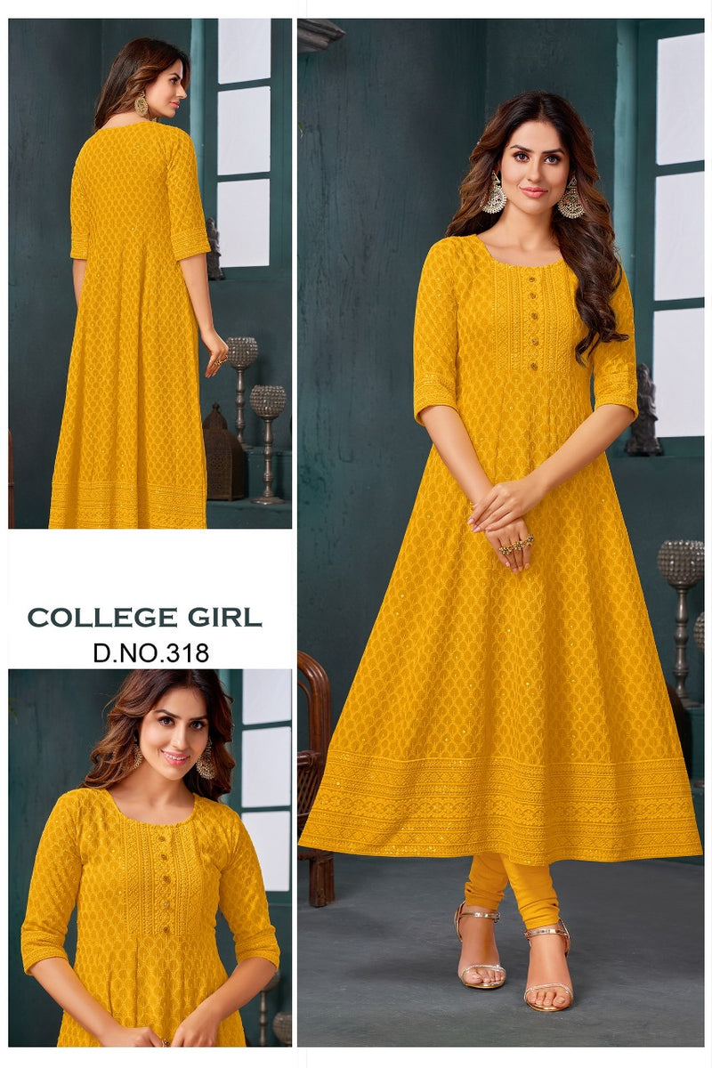 Stalk Your Fashion College Girl Rayon With Heavy embroidery Stylish Designer Long Kurti