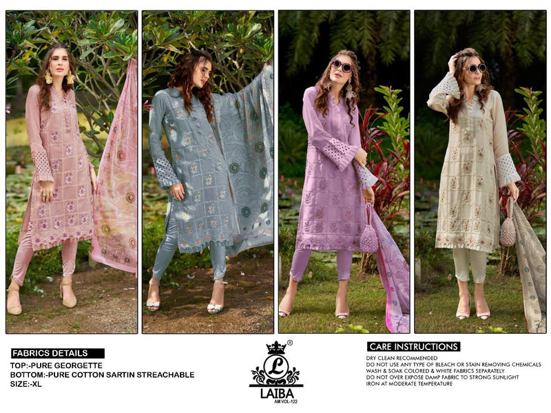 Laiba Designer Dno Vol 122 Georgette With Heavy Embroidery Work Stylish Designer Pret Kurti