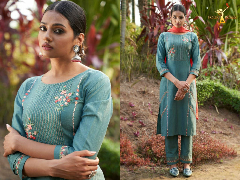 Four Rose Ruhaniyat Viscose With Heavy Embroidery Stylish Designer Party Wear Kurti