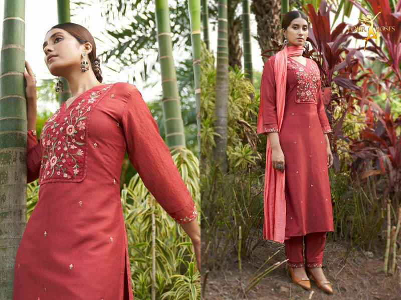 Four Rose Ruhaniyat Viscose With Heavy Embroidery Stylish Designer Party Wear Kurti