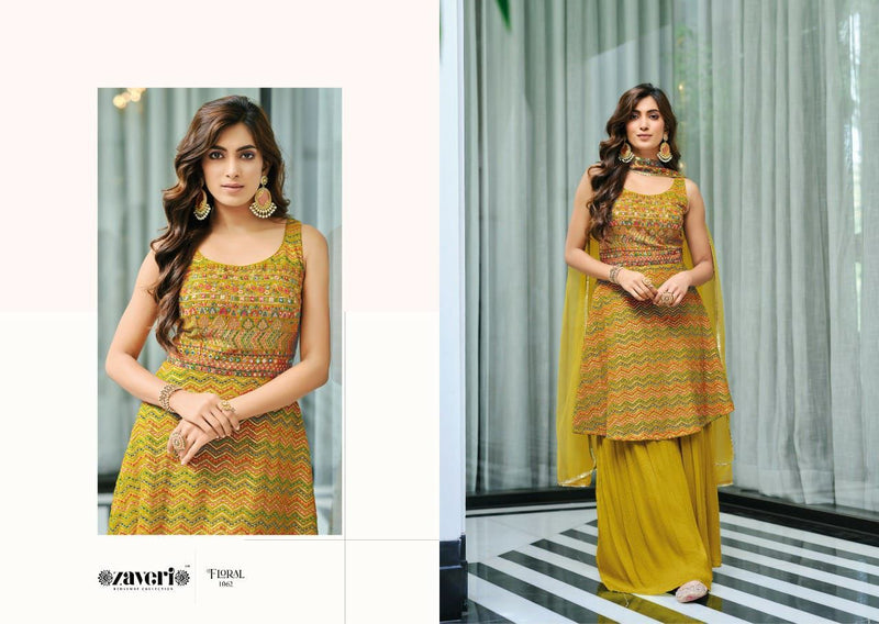 Zaveri Floral Georgette With Heavy Embroidery Work Stylish Designer Indo Western Kurti